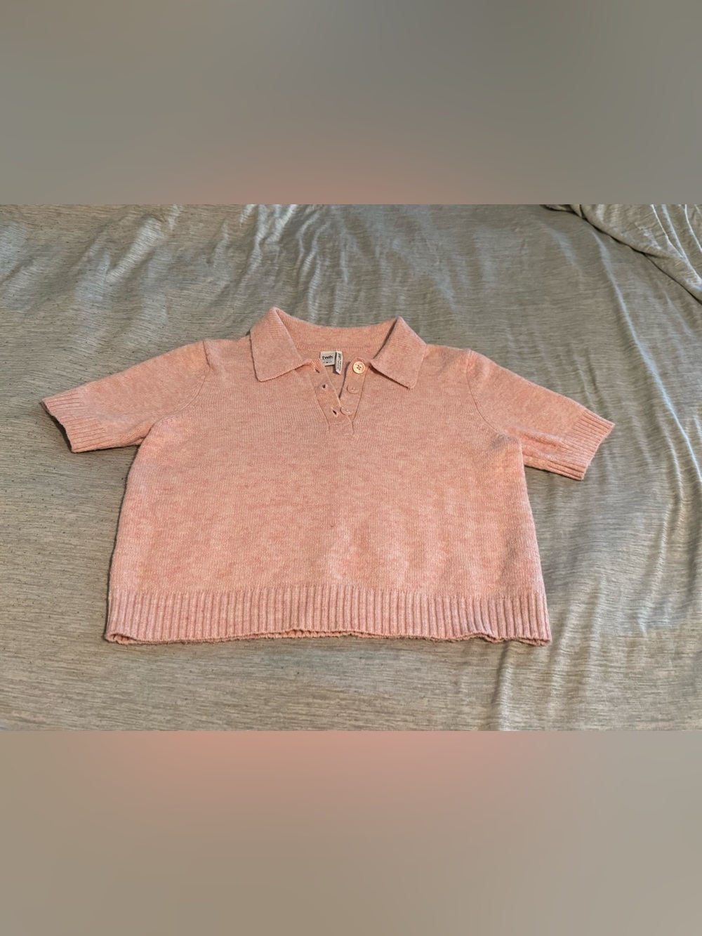 twik soft blush polo knit top